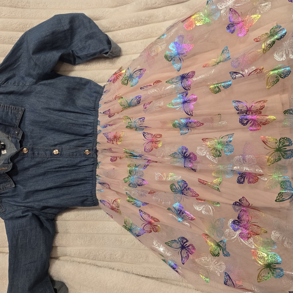 Lilt Denim and Rainbow Butterfly Dress